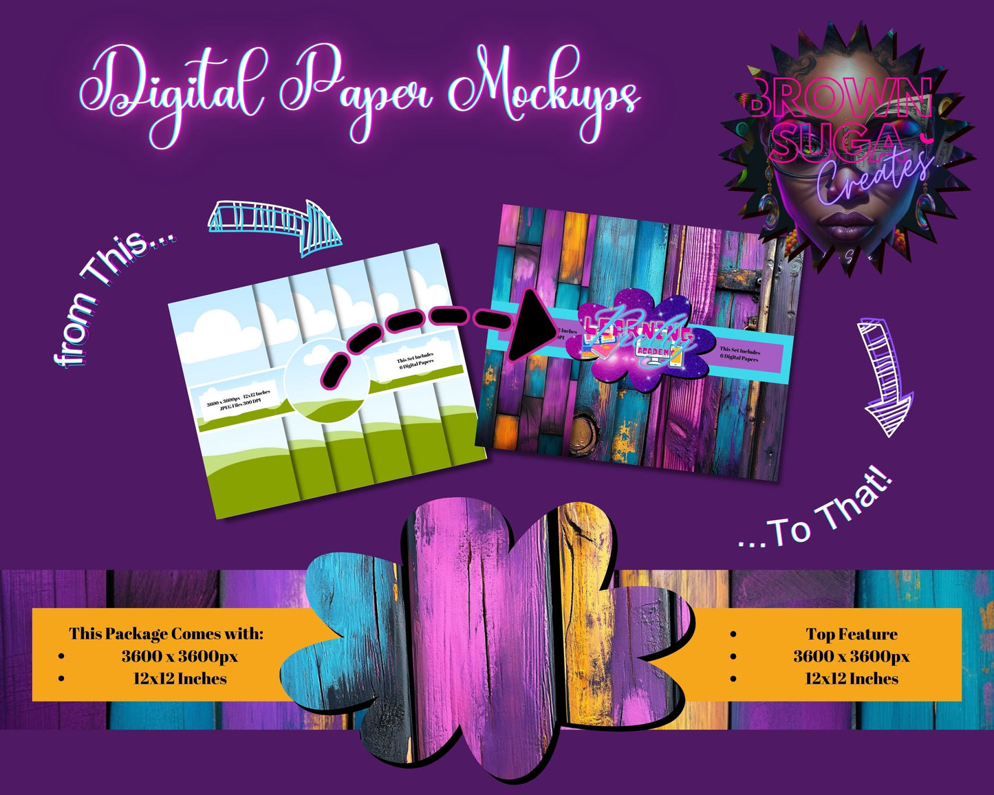 Suga's Digital Papers Mock-Up & Canva Frame Template Set 1