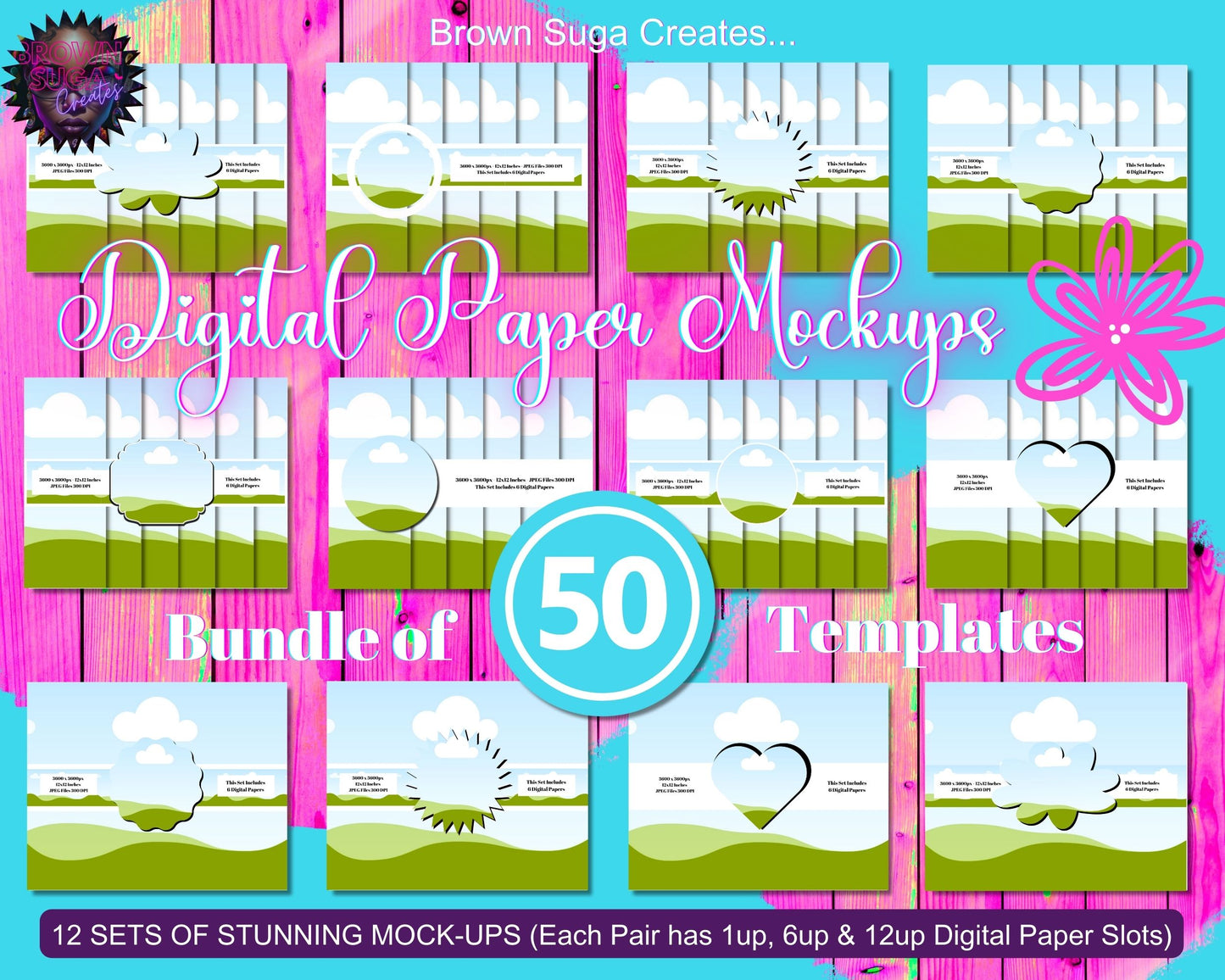 Suga's Digital Papers Mock-Up & Canva Frame Template Set 1