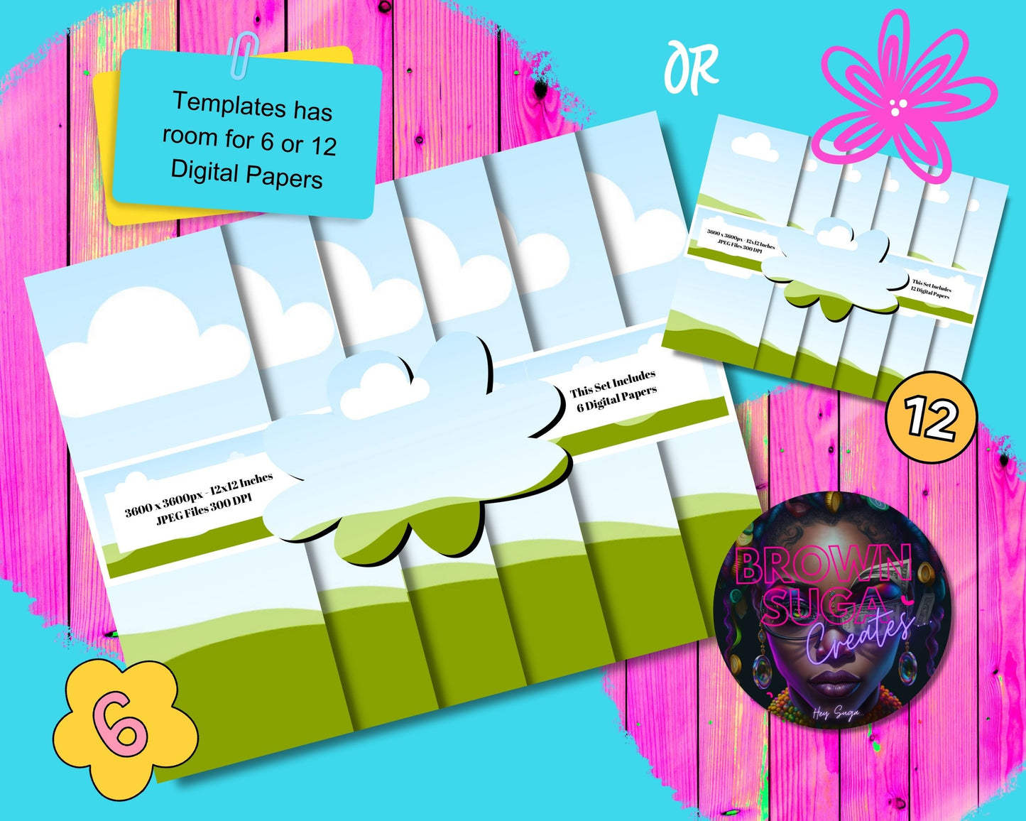 Suga's Digital Papers Mock-Up & Canva Frame Template Set 1